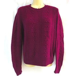 Banana Republic Sweater Burgundy Alpaca Wool Ribbed Chunky Cable Knit Size S